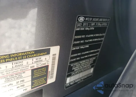 2016 Land Rover Range Rover Sport Hse из США, поврежденный, VIN SALWR2VF9GA552926